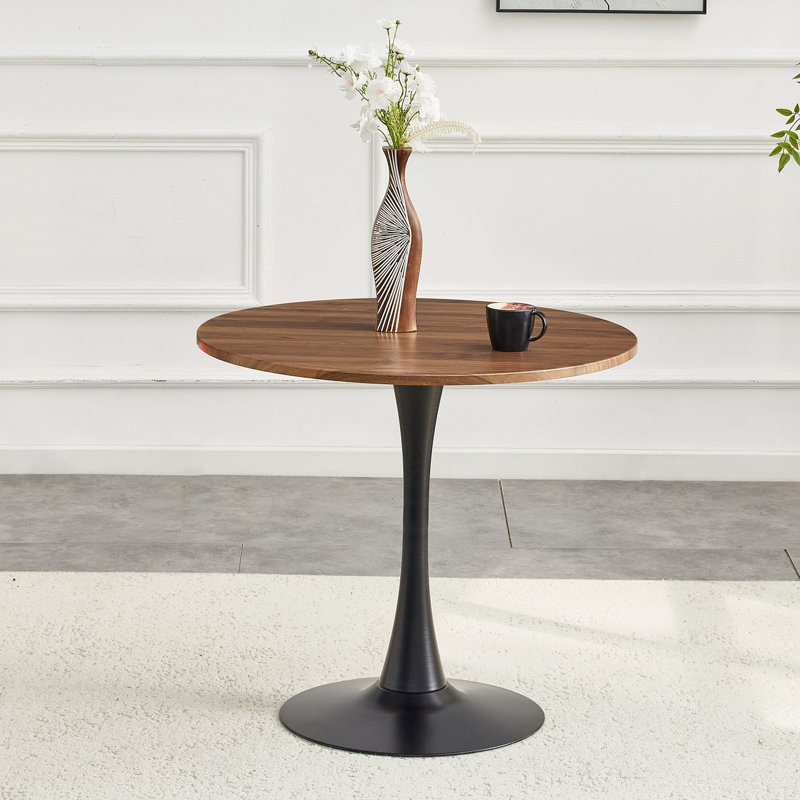 Table de salle à manger ronde, table tulipe ronde de 31,5 pouces avec plateau de table épaissi et piédestal en métal pour les petits espaces