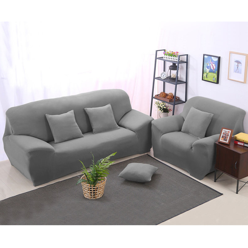 Housse pour canapé extensible 3 places, H 45 po x l 118 po x P 30 po, Mélange de polyester gris