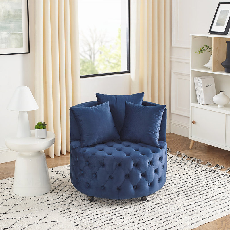 Chaise pivotante en velours, Velours bleu