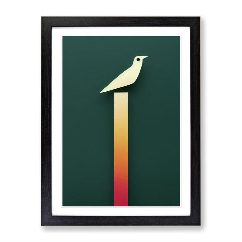 FRM-V0523-248X Bird Minimalism - Single Picture Frame Print, 64cm H x 46cm W x 2cm D, Black Framed