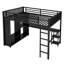 Structure de lit mezzanine avec garde-robe intégrée, lit mezzanine en métal avec bureau et tablettes de rangement, noir-1429188981