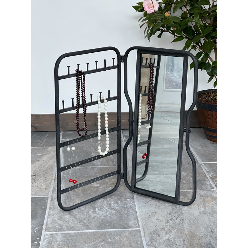 Bellmore Rectangle Freestanding Mirror with Hooks