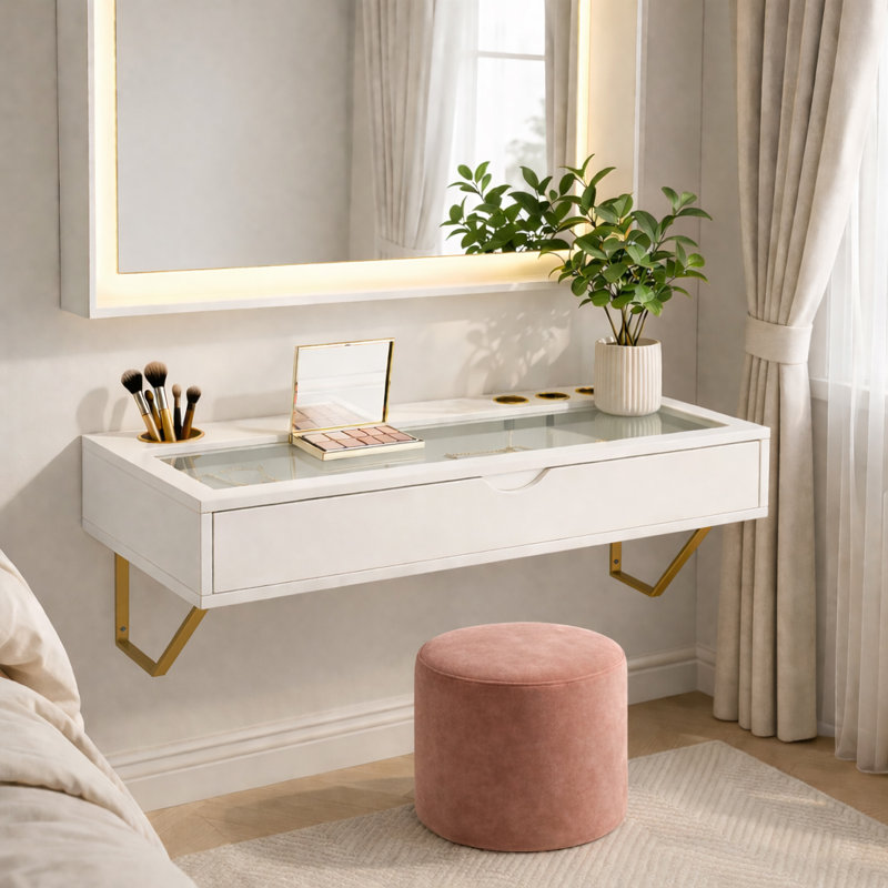 Renner 80cm 2-in-1 Floating Vanity & Wall Desk with Storage Drawer – Modern Space Saver