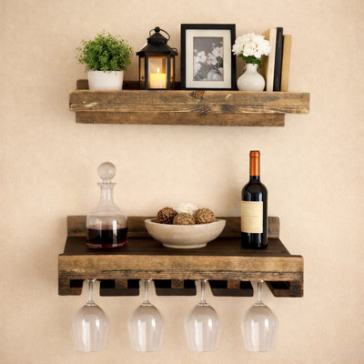 Charla Solid Wood Wall Mounted Wine Glass Rack