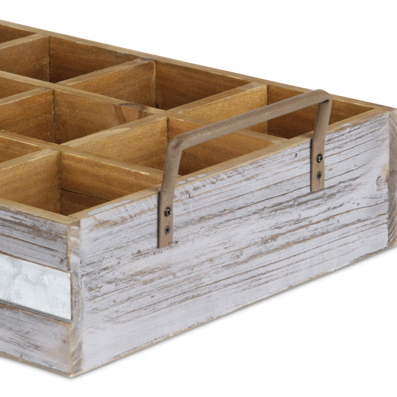 Caisse en bois massif Caddy, Gris délavé