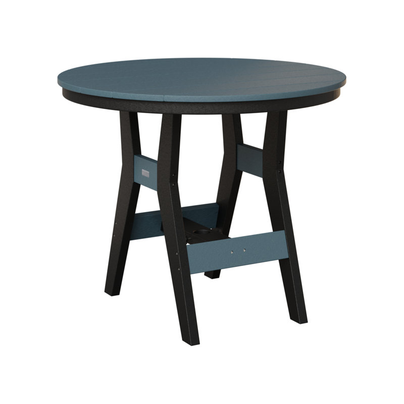 Harbor Outdoor Round Bar Table, Black, Slate