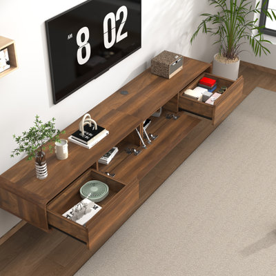 Wall-Mounted/Floor Standing TV Stand For Tvs Up To 85", Floating Media Console With 2 Drawers And 2 Cabinets