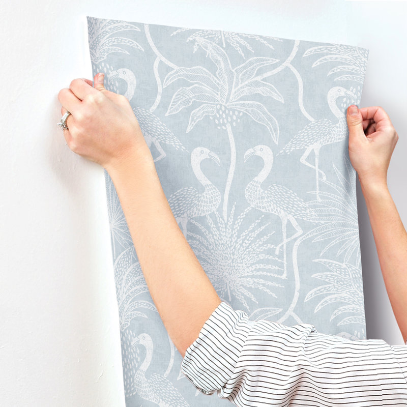 Biscayne Flamingo Beach Wallpaper, Sky Blue 