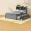 Lits modernes en bois gris avec rangement et USB, peu encombrant
