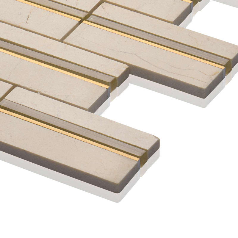 1" x 4" Brick Joint Mosaic Tile, Taupe