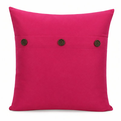 Solid Button Buttons Linen Throw Pillow
