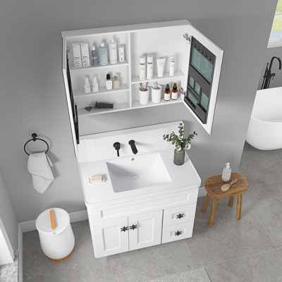 Armoire à pharmacie avec miroir de salle de bain - Armoires à pharmacie à porte en bois pour salle de bain