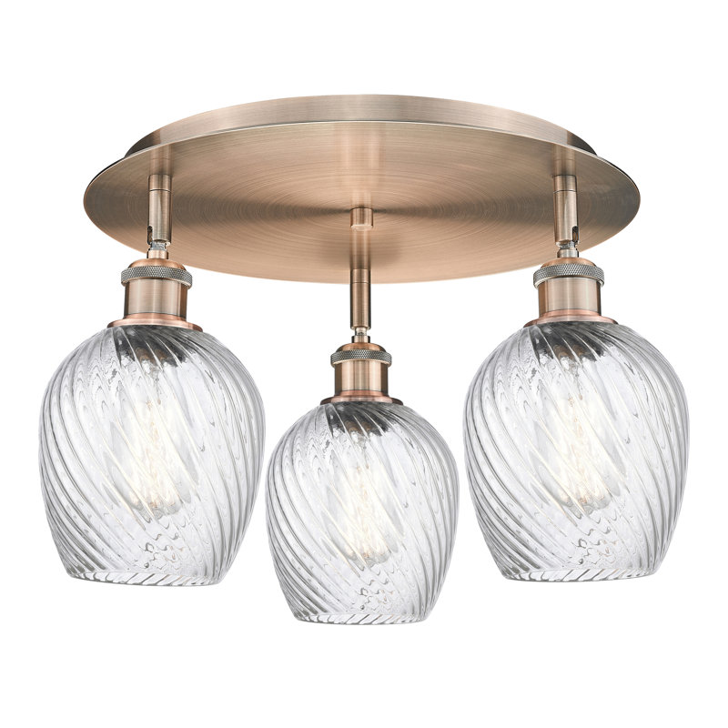 Plafonnier encastré 3 lumières 17 po Beka, Cuivre antique