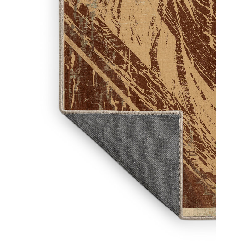 Tapis beige moelleux moelleux de style rustique au look rétro, 8 pieds carrés