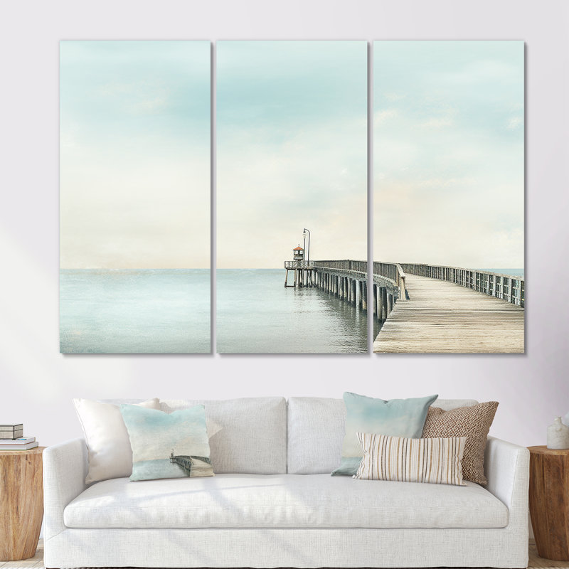 Ensemble d'art mural Radcliff - Coastal Pier, H 28 po x l 36 po x P 1 po, Toile tendue