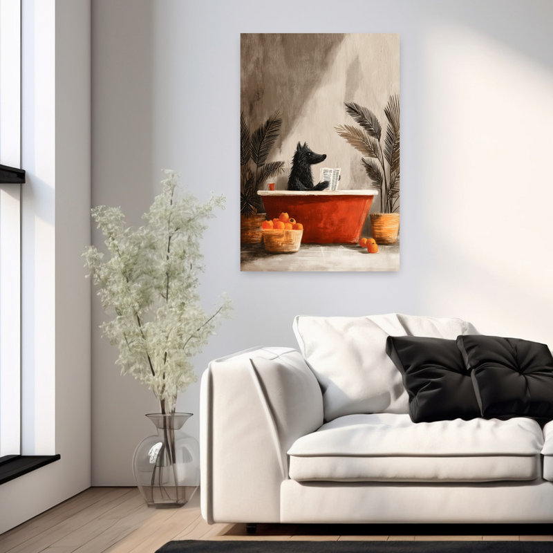 Wolf In Bathtube 4 by Justyna Jaszke - Wrapped Canvas Print, 91.44 cm H x 60.96 cm W