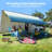 Yescom 96'' W D Fabric Blue/White Cover Retractable Patio Awning