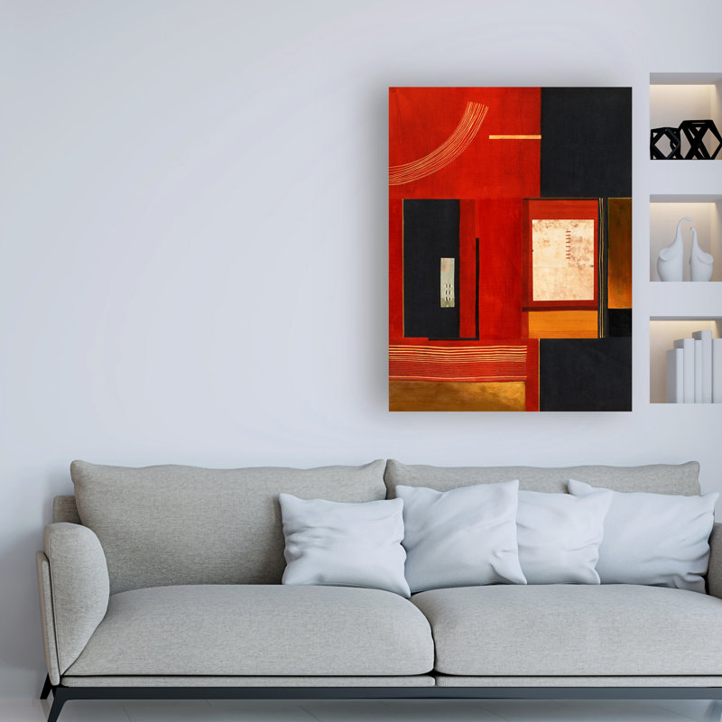 Reproduction d’art sur toile tendue « cases rouges avec noir » de Pablo Esteban, H 24 po x l 18 po x P 2 po