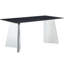 Table de salle à manger en pierre frittée 63 * 31,5 pouces avec motif en marbre noir, pieds papillon en acier inoxydable, structure stable, roulement confortable sous atmosphère