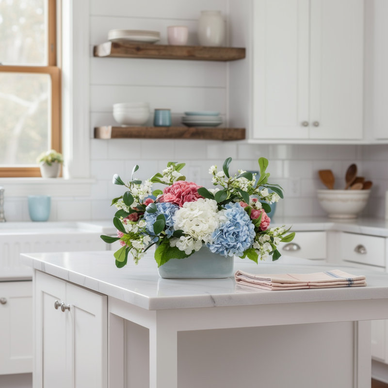 Assortiment d'arrangement d'hortensias à touche réelle, Rose; bleu; blanc