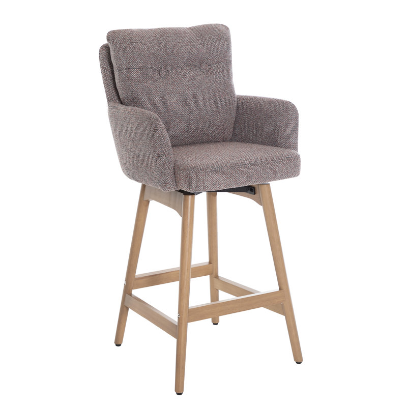 Swivel Upholstered Counter Stool with Solid Wood Frame, Pink