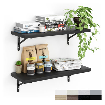 Kaboon 27Inch Floating Shelves For Wall 10" D X 27" W Set Of 2, Black