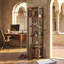 Industrial 6-Tier Narrow Bookshelf - Space-Saving Rustic Brown Storage Tower