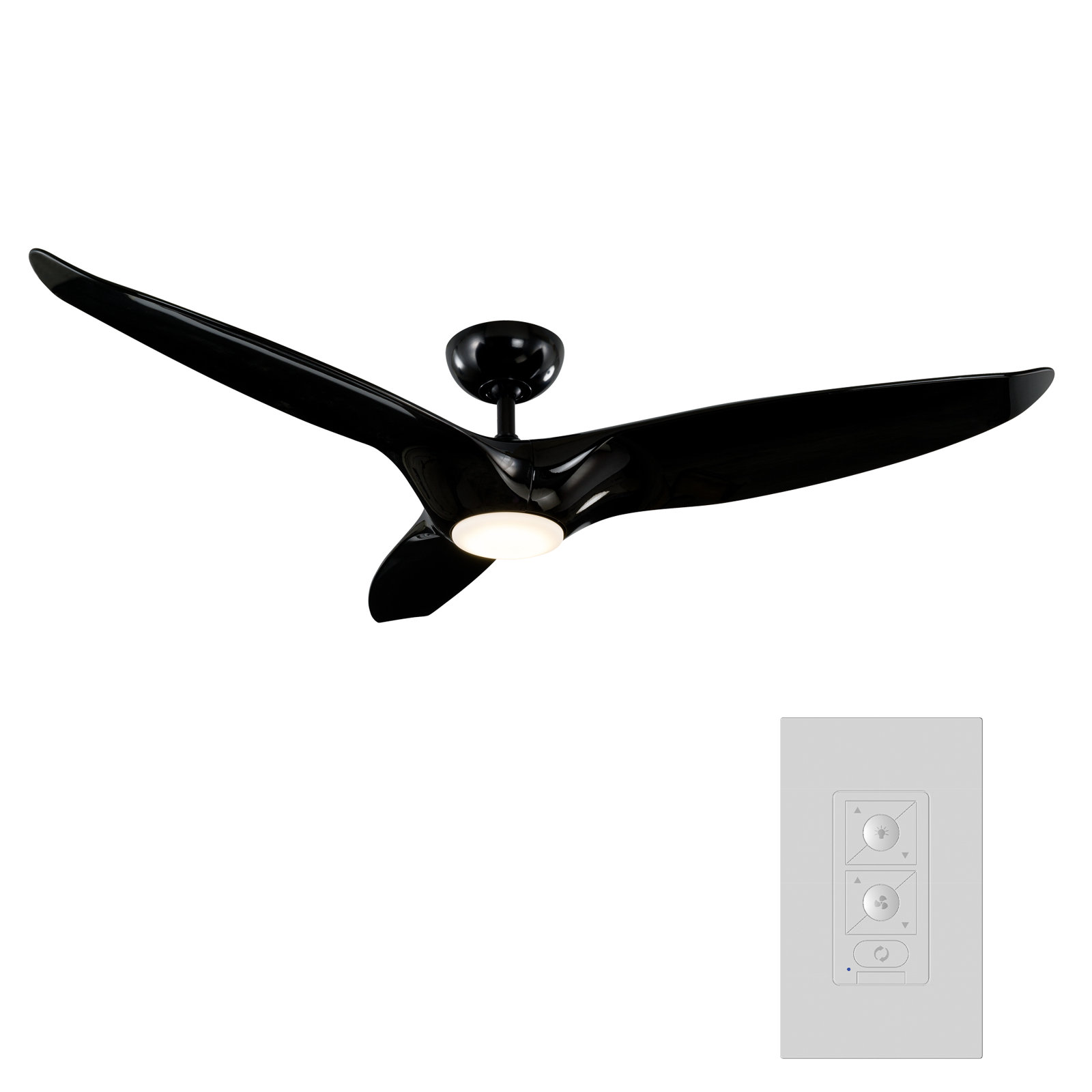 Morpheus III 60" Smart Ceiling Fan with Light Kit, Gloss Black
