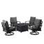 Ensemble de table de foyer en aluminium noir avec quatre fauteuils club-1458403987