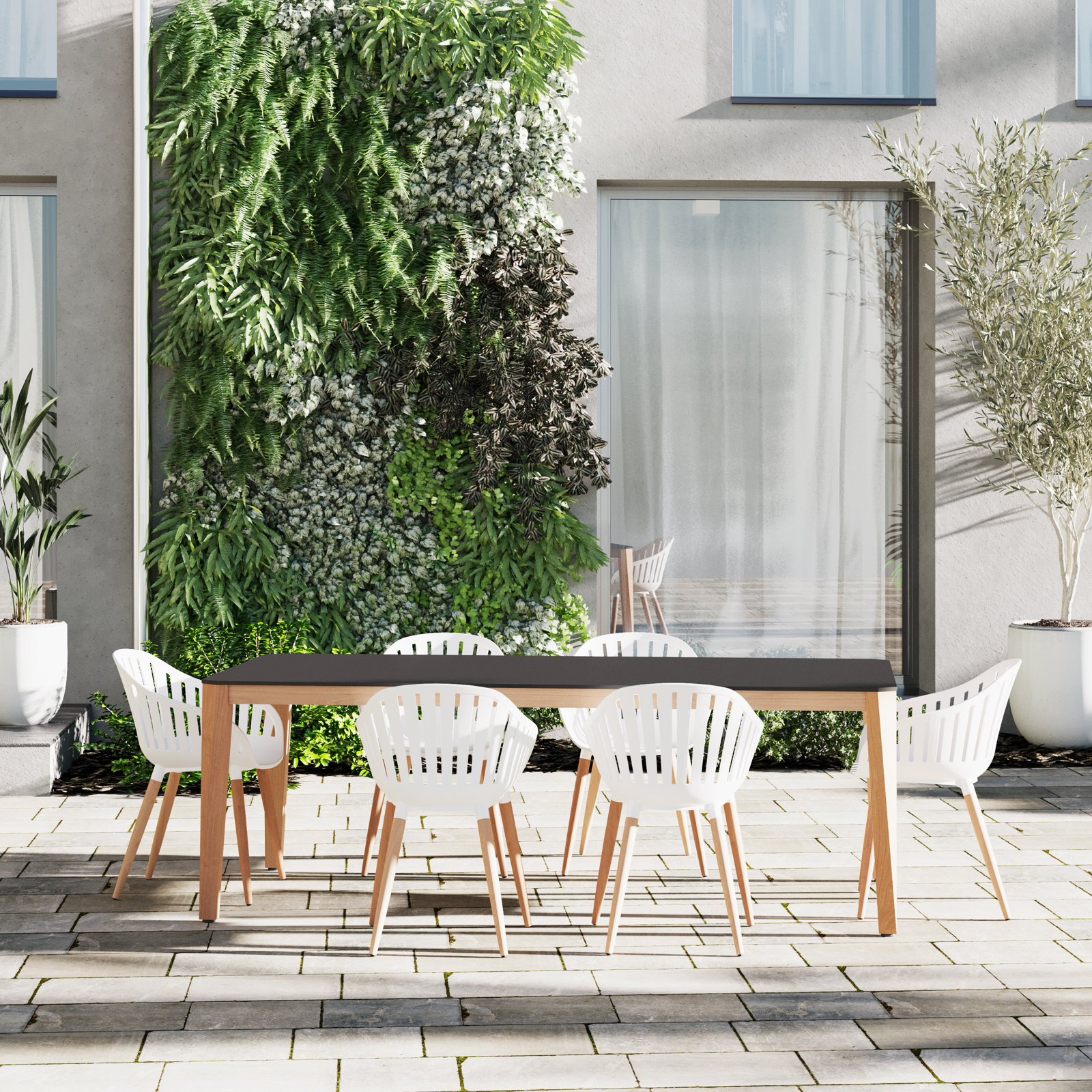 Leterra 85" Eucalyptus Patio Dining Set