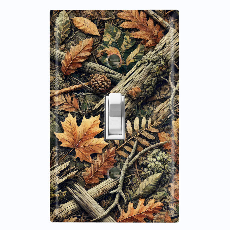 Plaque d'interrupteur en métal avec couvercle à bascule standard en métal - Chasse camouflage, #1 Single Toggle
