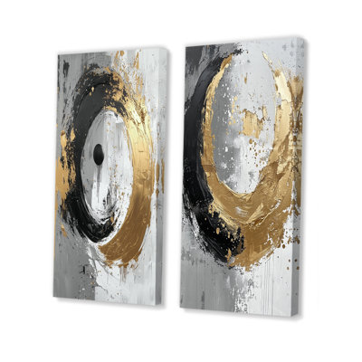 Gold Glam Arcs Shapes Fusion I - ensemble de 2 pièces d'art abstrait