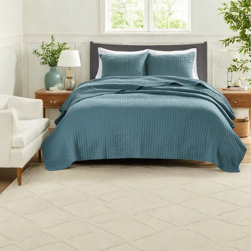 Ensembles de literie en microfibre bleu sarcelle, style maison de campagne confortable, parfait pour un usage domestique
