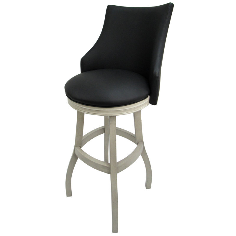 Tabouret pivotant en bois Ridfortore, Noir, Blanc cassé, Tabouret de bar (hauteur du siège 34 po)