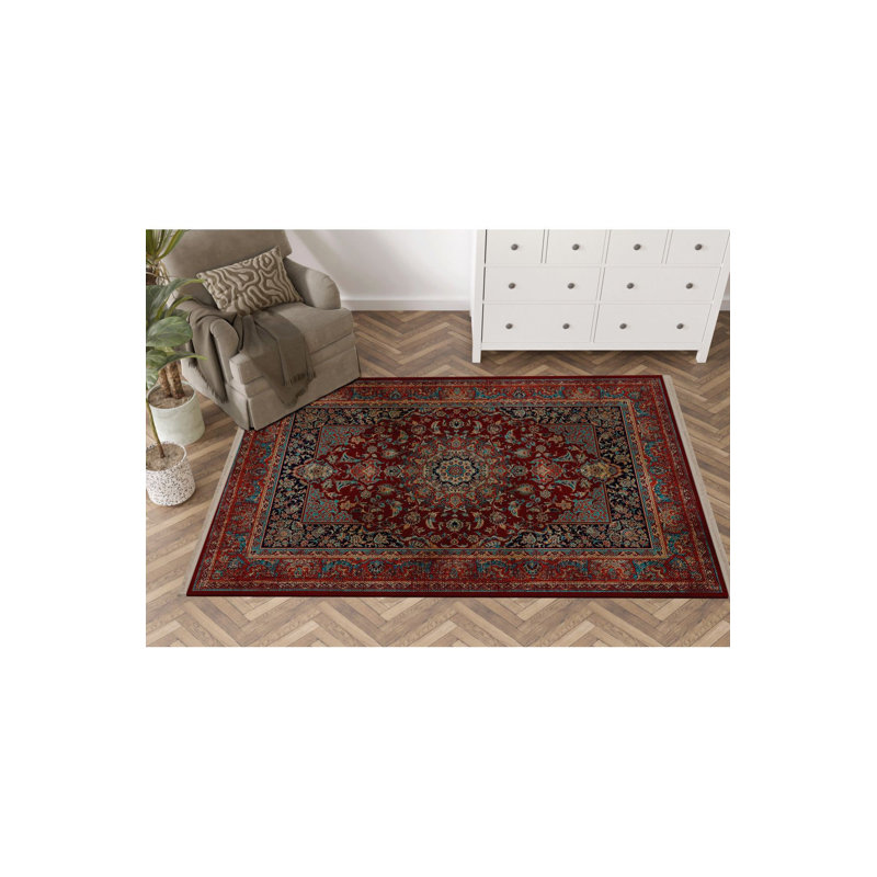 Tapis décoratif rétro bourgogne, Tapis de couloir 2 pi 6 po x 9 pi 10 po inclus