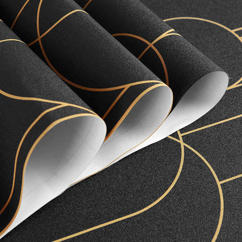 Geometric Wallpaper 17.71 in X 275 in Self-Adhesive Removable Wallpaper Matte Wallpaper Easy to Line, Black
