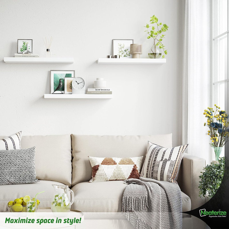 Ehva 3 Piece Floating Shelf, White, 23.6" H x 5.83" W x 1.4" D