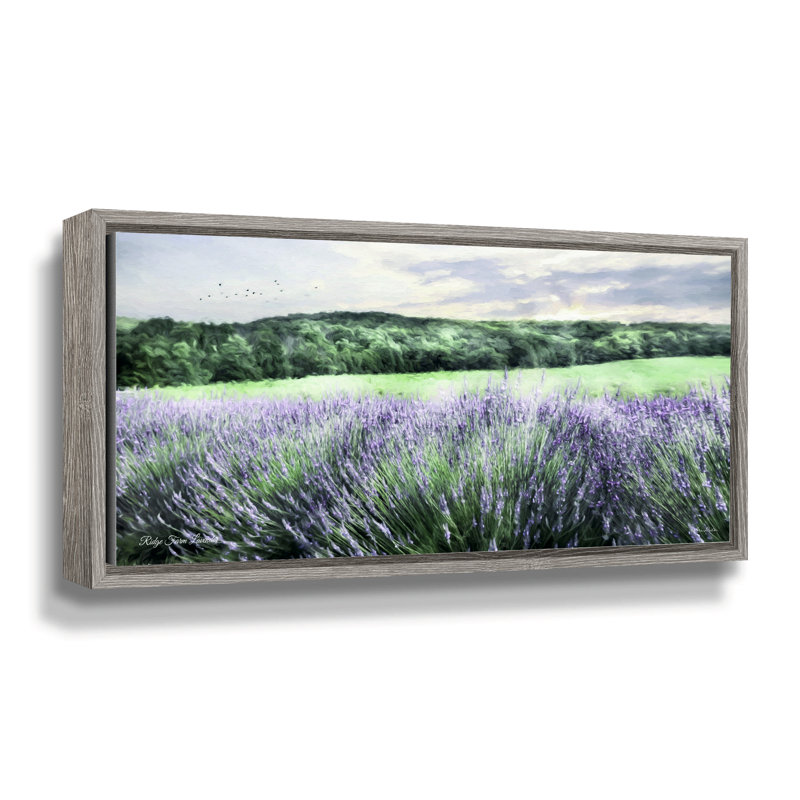 Lavande sur toile Ridge Farm par Lori Deiter, H 12 po x l 24 po x P 2 po, Cadre flottant gris et blanc