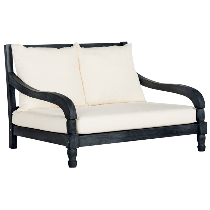 Hallei 35.4" Long Double Chaise with Cushions, Dark Slate Gray