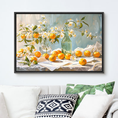 Aquarelle pastel, fleurs orange clair, fruits, œuvre d'art, photos de salon