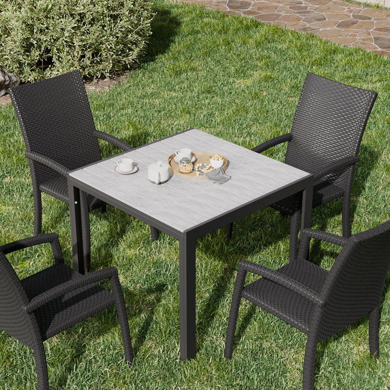 35.4" Powder-Coated Aluminium Frame Square Outdoor Patio Dining Table