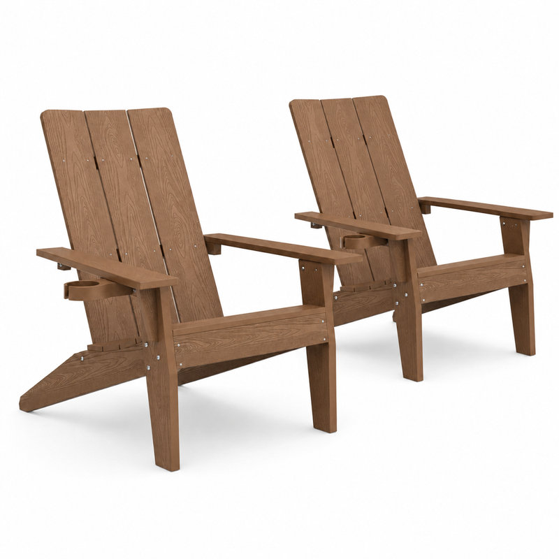Ensemble de 2 chaises modernes modernes Adirondack, Brun
