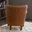Petit fauteuil rembourré en cuir véritable de 26 po de largeur-624653826