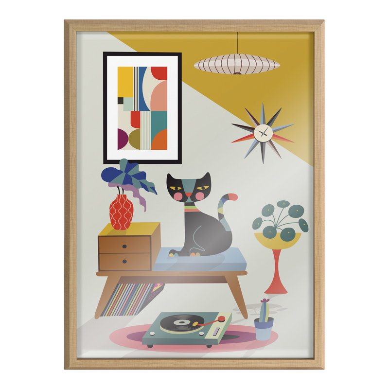 Disque tourne-disque par Rachel Lee, 3 oiseaux encadrés, art mural en verre