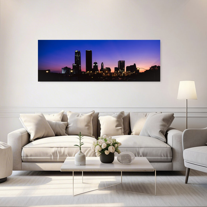 Downtown Skyline At Night Oklahoma City Oklahoma USA by Dan Merkel - Wrapped Canvas Panoramic Print, 50.8 cm H x 152.4 cm W