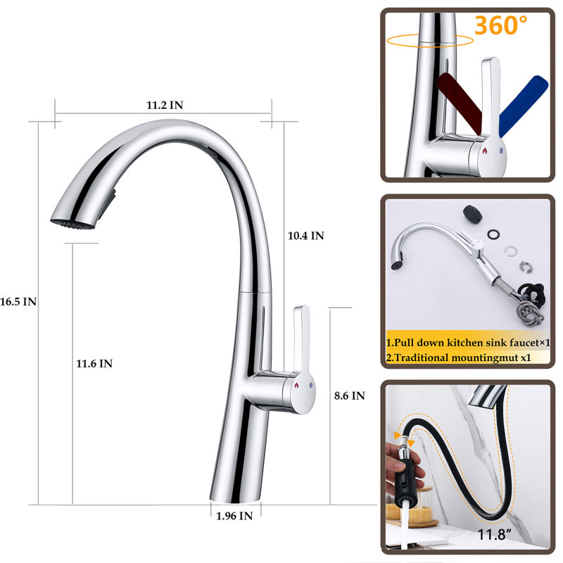 MONSFEST Kitchen Faucet, Chrome