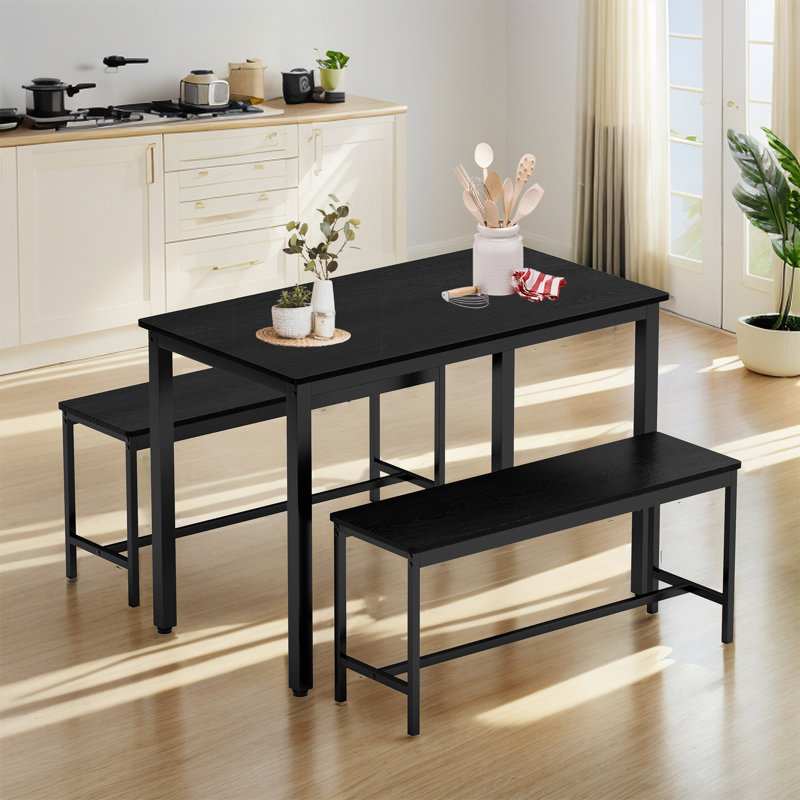 3 - Piece Dining Set, Black, Black, Black