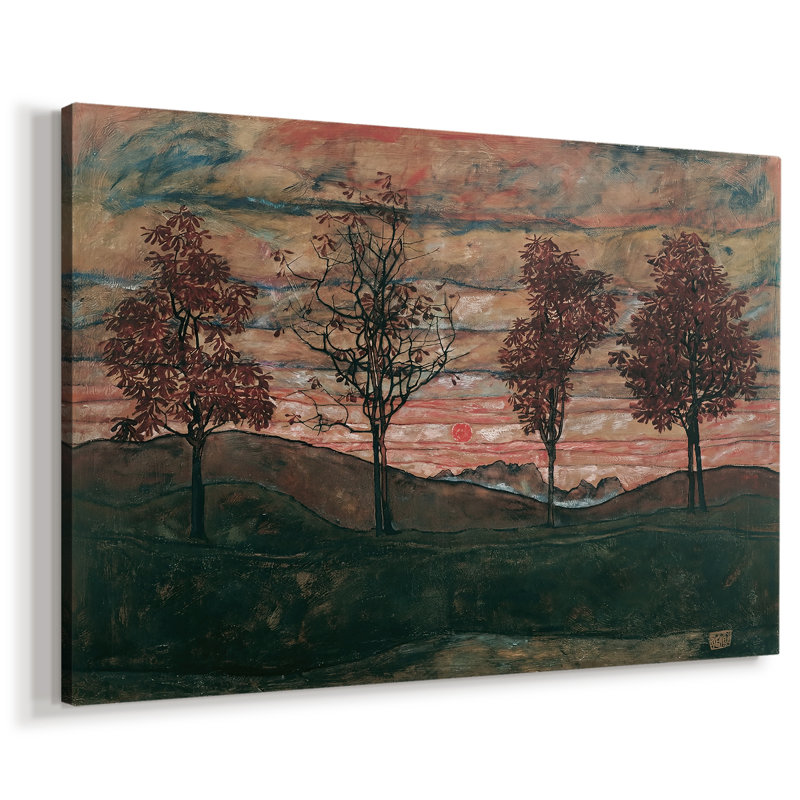 Quatre arbres (Vier Bäume) - Egon Schiele - Toile tendue avec châssis - 1917, 40 x 60