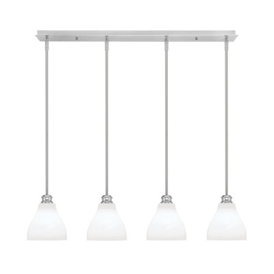 Edge 4 Light Linear Pendalier Shown With 6.25" White Marble Glass
