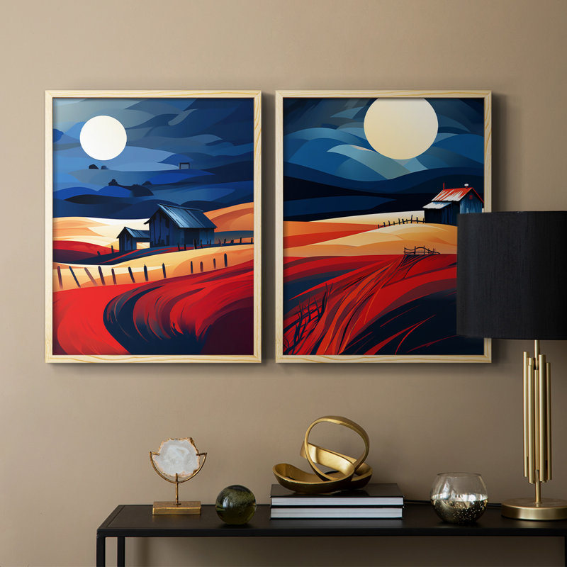 «LANDSCAPES Series CXIV», reproduction encadrée de qualité supérieure - prête à être accrochée - aucun clou requis - aucun clou requis